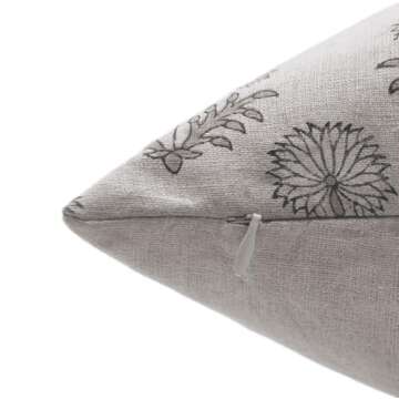 Fabritual Block Art Print Pure Linen 22"X22" Throw Vintage Pillowcase Cushion Cover for Sofa Couch, Bed, Spring Fall Decoration, Home Décor, Outdoor, Farmhouse, Living Room, Rishi, Green