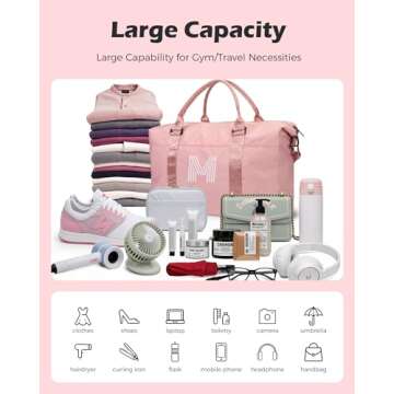 Vogewood Valentines Day Gifts for Girls, Birthday Gift, Girl Bag, Initial Travel Duffel Bag, Personalized Kids Weekender Bag, Monogram Overnight Bag Gift Tween Girls Daughter Niece Gifts (Letter K)