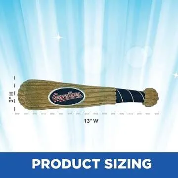 MLB Cleveland Guardians Baseball Bat Toy for DOGS & CATS. Soft Corduroy Plush Dog Toy with Inner SQUEAKER, MLB Chew Toys for Dogs or Cats. Durable Fun Interactive Dog Toy with Team Names and Logo