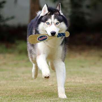 MLB Cleveland Guardians Baseball Bat Toy for DOGS & CATS. Soft Corduroy Plush Dog Toy with Inner SQUEAKER, MLB Chew Toys for Dogs or Cats. Durable Fun Interactive Dog Toy with Team Names and Logo