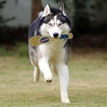 MLB Cleveland Guardians Baseball Bat Toy for DOGS & CATS. Soft Corduroy Plush Dog Toy with Inner SQUEAKER, MLB Chew Toys for Dogs or Cats. Durable Fun Interactive Dog Toy with Team Names and Logo