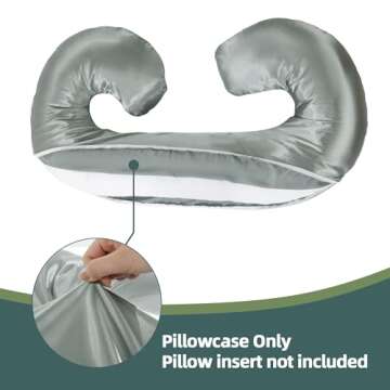 BALAPET Silky Satin Pregnancy Pillow Cover (ONLY Pillowcase), C Shaped Large Luxurious Smooth Matern...
