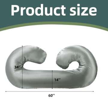 BALAPET Silky Satin Pregnancy Pillow Cover (ONLY Pillowcase), C Shaped Large Luxurious Smooth Maternity Pillow Cover with Hidden Zip, Soft & Breathable Pillow Protector for Side Sleeper, Dark Grey