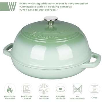 VORRINGARD Cast Iron Dutch Oven - 6 Quart Bread Oven