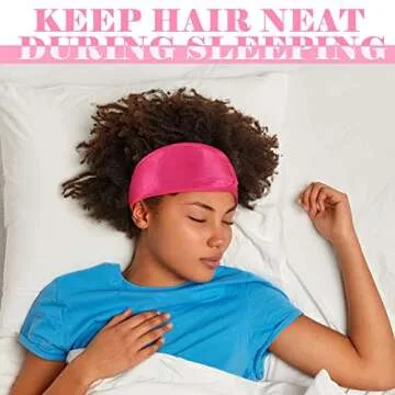 Eurzom 4 Pieces Satin Hair Wrap Scarf Satin Headband for Black Women's Adjustable Silk Hair Wraps for Sleeping Nonslip Strips(Black, Hot Pink, Red, Purple)