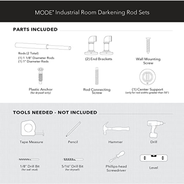 MODE Industrial Room Darkening Curtain Rod in Brushed Gold