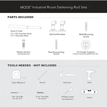 MODE Industrial Room Darkening Curtain Rod in Brushed Gold