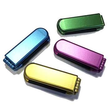 4 Assorted Colors ALAZCO Folding Hair Brush With Mirror Compact Pocket Size Travel Car Gym Bag Purse...