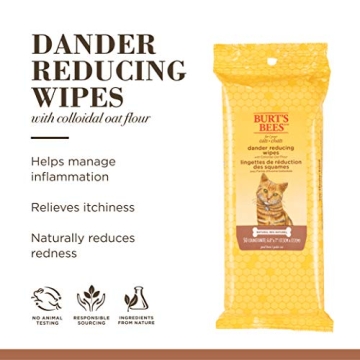 Burt's Bees Cat Dander Wipes - 98% Natural Bath Alternative