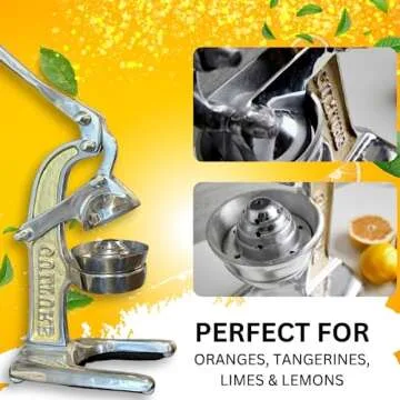Artisan Crafted Cast Aluminum Professional Grade Manual Hand Press Juicer For Fresh Squeezed Orange, Lemon, Lime, Grapefruit and Citrus Fresh Morning Drinks, or Cooking by Verve CULTURE,Gold