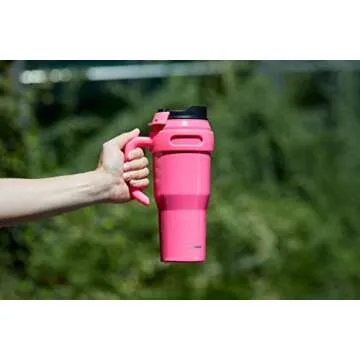 Zibtes 40oz Insulated Tumbler with handle and Lid Straws, Stainless Steel Travel Coffee Cup Holder Friendly, Metal Water Bottle Keeps Drinks Cold up to 34 Hours(Hot Pink 1 pack)