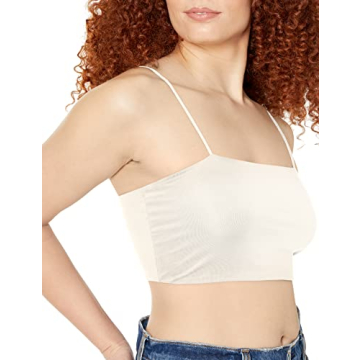 SheIn Women's Basic Plain Spaghetti Strap Tube Crop Cami Top White