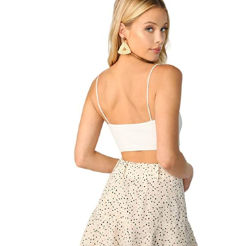 SheIn Women's Basic Plain Spaghetti Strap Tube Crop Cami Top White