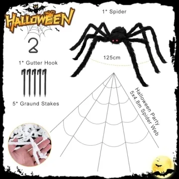 Spooky Halloween Spider Web and Giant Spider Set