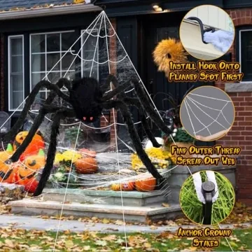Spooky Halloween Spider Web and Giant Spider Set