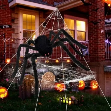Spooky Halloween Spider Web and Giant Spider Set