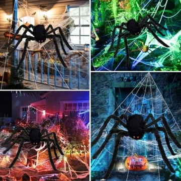 Spooky Halloween Spider Web and Giant Spider Set