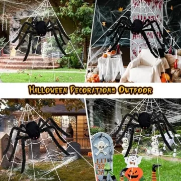 Spooky Halloween Spider Web and Giant Spider Set