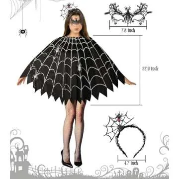 Stylish Spider Web Costume Poncho Set for Women
