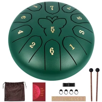 Upgraded 11 Notes Steel Tongue Drum - 6 Inch Chakra Drum for Meditation