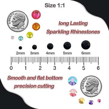 CLRDIVA 3000pcs 4mm Black Resin Rhinestones Bulk Flatback Jelly Gems Flat Back Crystals Non Hotfix W...