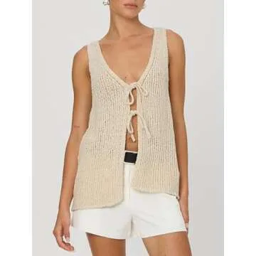 Sastianaen Y2k Crochet Vest Top for Women Summer Style