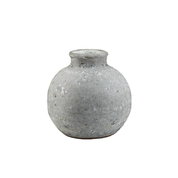 Serene Spaces Living Antique Ashen Ball Cement Vase, Grey Concrete Floral Vase, Home, Office Decor, ...