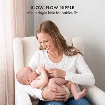 Natursutten Glass Baby Bottles 8 oz and 4 oz - Anti-Colic Baby Bottles for Breastfeeding Babies, Suitable for Boiling and Freezing - Bottles with Natural Rubber, Slow Flow Nipples for Newborn Babies