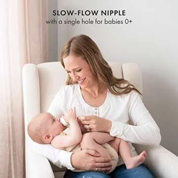 Natursutten Glass Baby Bottles 8 oz and 4 oz - Anti-Colic Baby Bottles for Breastfeeding Babies, Suitable for Boiling and Freezing - Bottles with Natural Rubber, Slow Flow Nipples for Newborn Babies