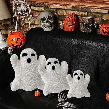 Cute Ghost Pillow, Ghost Shaped Plush Pillow, Halloween Throw Pillows Decorative Spooky Pillows, Halloween Ghost Pillow, Ghost Stuffed Animal for Sofa Bed Couch Holiday Party Children Gift-15.7 in