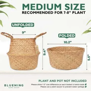 Blueming Eco-Friendly Seagrass Tree Basket for Home Decor