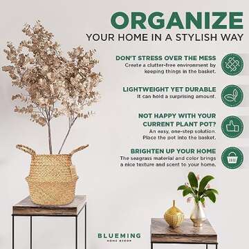 Blueming Eco-Friendly Seagrass Tree Basket for Home Decor