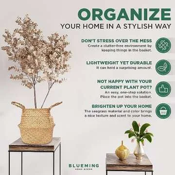 Blueming Eco-Friendly Seagrass Tree Basket for Home Decor