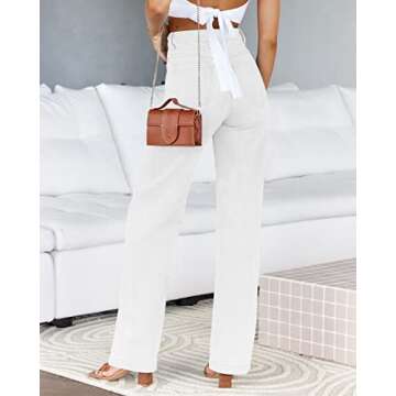 PLNOTME Women's High Waisted Jeans Boyfriend Baggy Straight Leg Casual Denim Pants