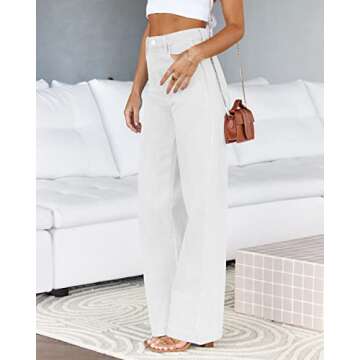 PLNOTME Women's High Waisted Jeans Boyfriend Baggy Straight Leg Casual Denim Pants