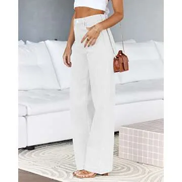 PLNOTME Women's High Waisted Jeans Boyfriend Baggy Straight Leg Casual Denim Pants