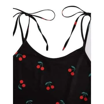 SweatyRocks Women's Summer Strawberry Print Cami Top and Shorts Sleepwear Pajamas Set