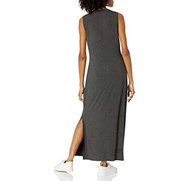 Amazon Essentials Women's Jersey Sleeveless Mock Neck Maxi Dress (Previously Daily Ritual), Charcoal Heather, Large