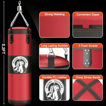 Vkahaak 4ft Punching Bag Set with Boxing Gloves Home Gym