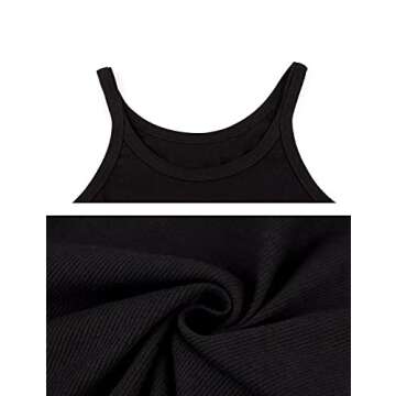 MISSACTIVER Women’s Basic Rib Knit Crop Tank Top Casual Solid Scoop Neck Sleeveless Crop Top Camisole Black