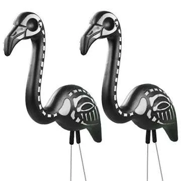 Skeleteen Zombie Skeleton Flamingo Yard Ornaments with Stakes, Pack of 2