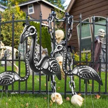 Skeleteen Zombie Skeleton Flamingo Yard Ornaments with Stakes, Pack of 2
