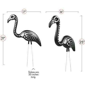Skeleteen Zombie Skeleton Flamingo Yard Ornaments with Stakes, Pack of 2