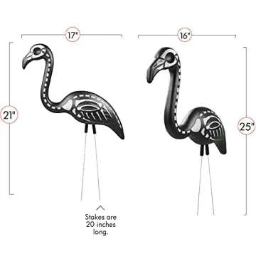 Skeleteen Zombie Skeleton Flamingo Yard Ornaments with Stakes, Pack of 2