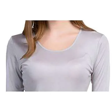 Grenasasilk Womens Silk Long Underwear Mulberry Silk Long Johns Silk Thermal Underwear Sets Cold Weather Base Layer (M, Silver grey)