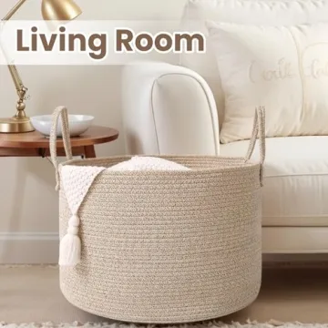 JMvicyroam Woven Blanket Basket 65L Storage Solution