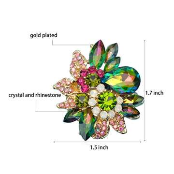 CSY Women's Dazzling Austrian Crystal Leaves Flower Cocktail Statement Rings Stretch Adjustable Ring...