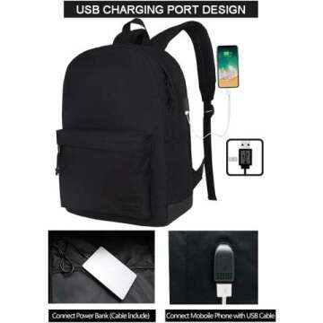 Stylish USB Charging Laptop Backpack for School