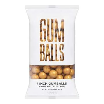 Candy Envy - Shimmer Gold 1" Gumballs - 2lb Bag – NEW & IMPROVED FLAVOR - Approximately 113 Gumballs Per Bag - North American Made & Kosher Certified