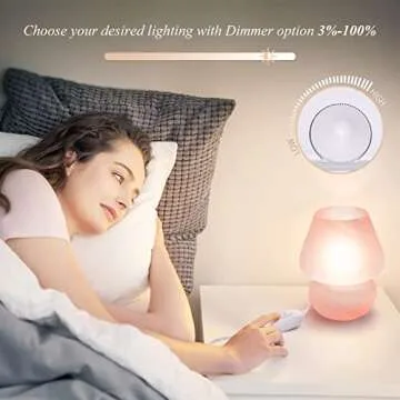 ONEWISH Mushroom Lamp - Cute Table Lamp for Bedroom Nightstand, Soft Light Pink Design, Dimmable Gla...